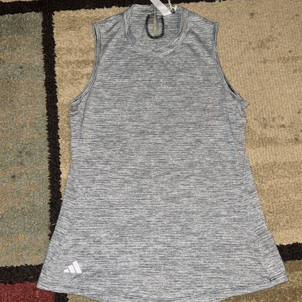 NWT Women's Adidas Heathered Mock Neck Golf Polo - Picture 3 of 8